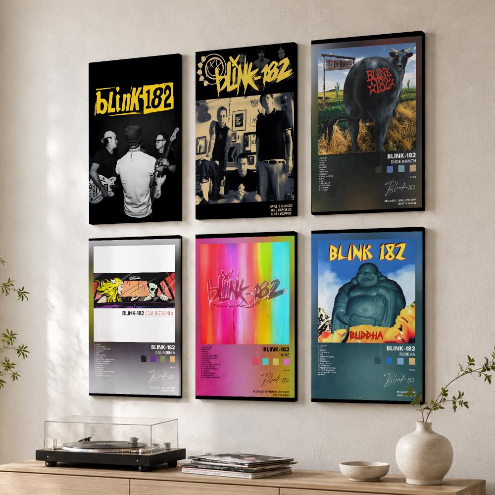 Live Rock - ロックバンド「B-Blink 182」のフレーム付き壁掛け絵画、木製キャンバスポスター。リビング、寝室、廊下、オフィス、家庭のインテリアとして、またギフトとしても最適。