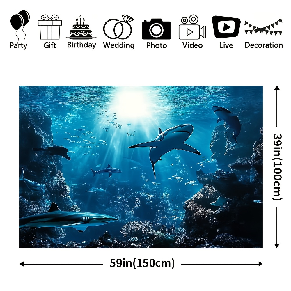 壮大な深海サメのウォールタペストリー ブルーオーシャン 海洋 - Marine Aquarium のレビューと価格