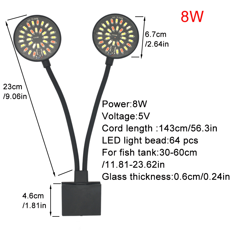 USB 水族館 LED ライト水槽クリップランプフルスペクト - Aquarium Marine Lights のレビューと価格