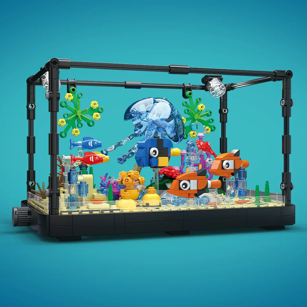 ライト付き水槽ビルディングブロックセット、水槽、海洋カメ、1 - Marine Fish Tank のレビューと価格