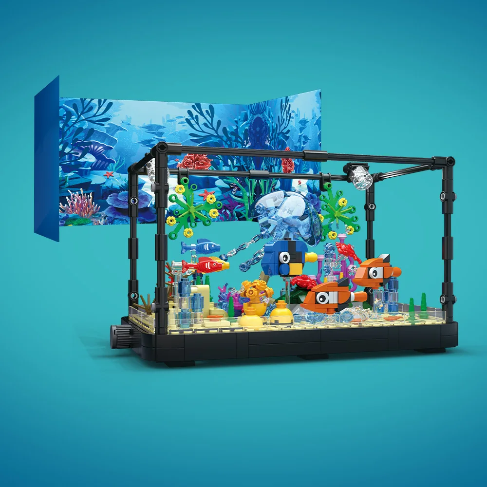 ライト付き水槽ビルディングブロックセット、水槽、海洋カメ、1 - Marine Fish Tank のレビューと価格