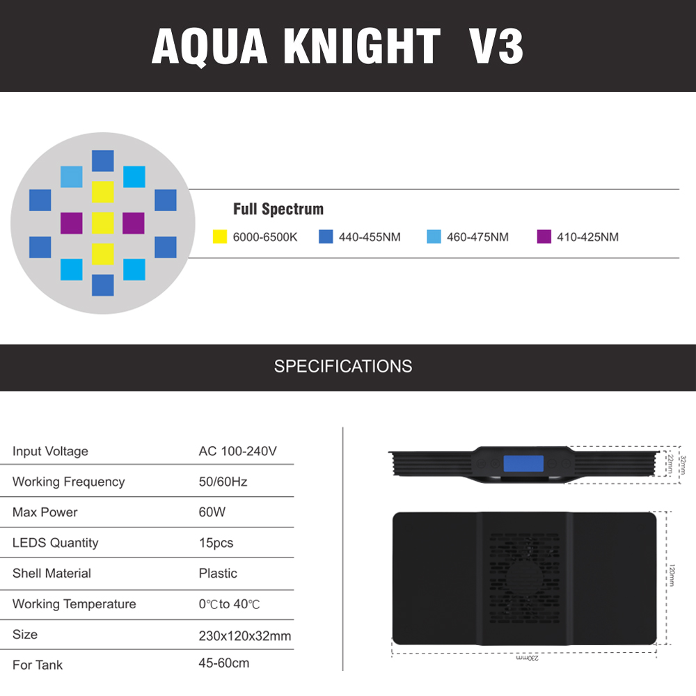 60W 水槽ライト 海水リーフLED SPECTRA Aqu - Reef Lighting のレビューと価格