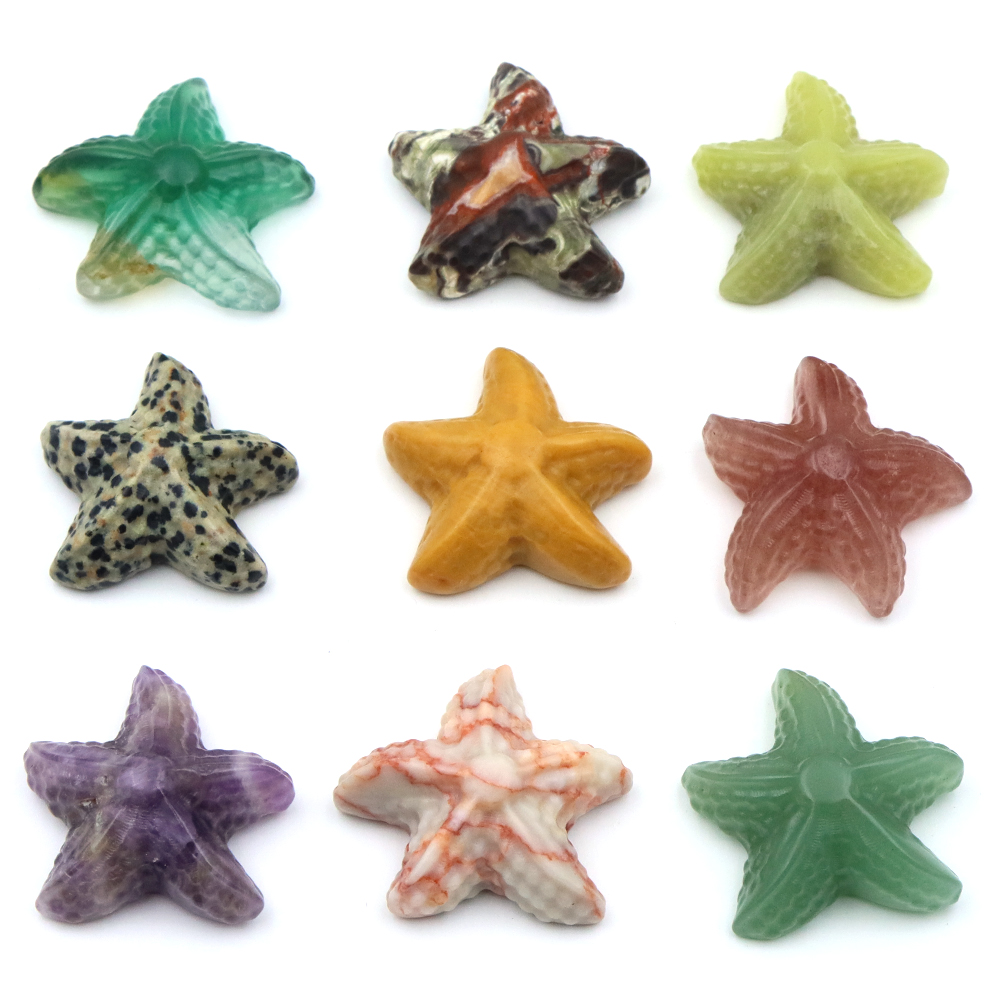35 ミリメートルヒトデの形の像海洋動物天然石ヒーリングクリ - Marine Aquarium のレビューと価格